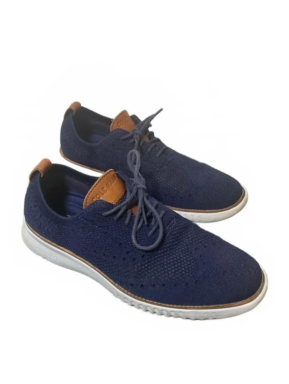 Cole Haan Zero Grand Remastered Stitchlite Mens Navy Blue Wingtip Oxford 7.5